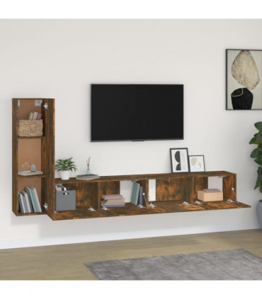 vidaXL 3 Piece TV Cabinet Set Smoked Oak Engineered Wood