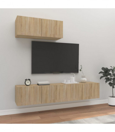 vidaXL 3 Piece TV Cabinet Set Sonoma Oak Engineered Wood