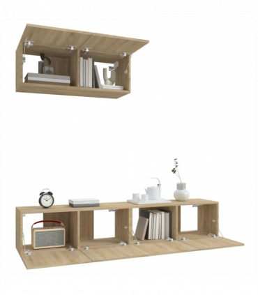 vidaXL 3 Piece TV Cabinet Set Sonoma Oak Engineered Wood