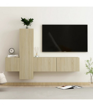 vidaXL 3 Piece TV Cabinet Set Sonoma Oak Engineered Wood