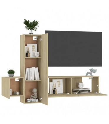 vidaXL 3 Piece TV Cabinet Set Sonoma Oak Engineered Wood