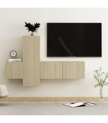 vidaXL 3 Piece TV Cabinet Set Sonoma Oak Engineered Wood