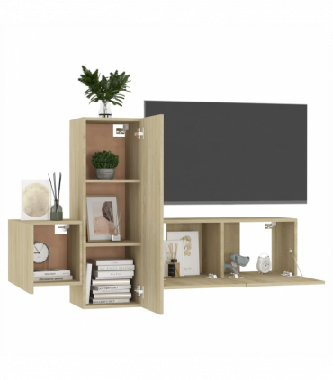 vidaXL 3 Piece TV Cabinet Set Sonoma Oak Engineered Wood