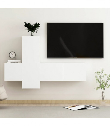 vidaXL 3 Piece TV Cabinet Set White Engineered Wood
