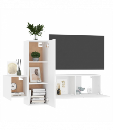 vidaXL 3 Piece TV Cabinet Set White Engineered Wood