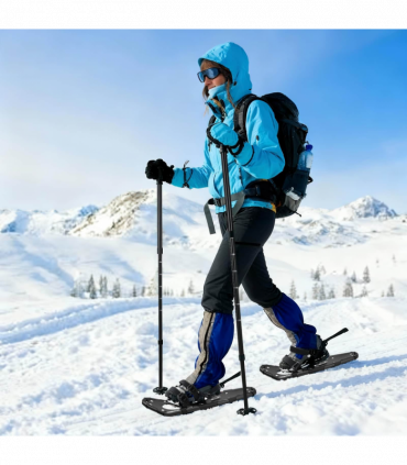 vidaXL 3 in 1 Snowshoes with Hiking Poles Black 25 inches