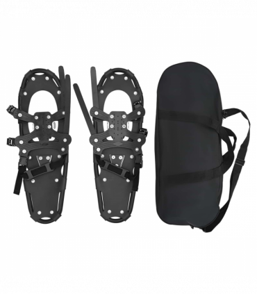 vidaXL 3 in 1 Snowshoes with Hiking Poles Black 25 inches