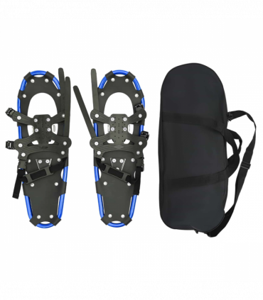 vidaXL 3 in 1 Snowshoes with Hiking Poles Blue 25 inches