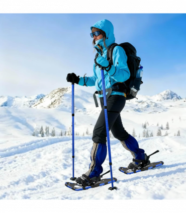 vidaXL 3 in 1 Snowshoes with Hiking Poles Blue 25 inches