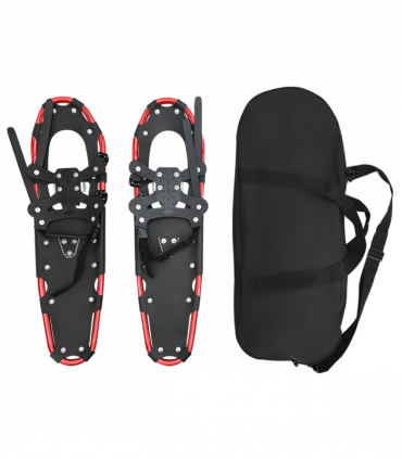 vidaXL 3 in 1 Snowshoes with Hiking Poles Red 30 inches