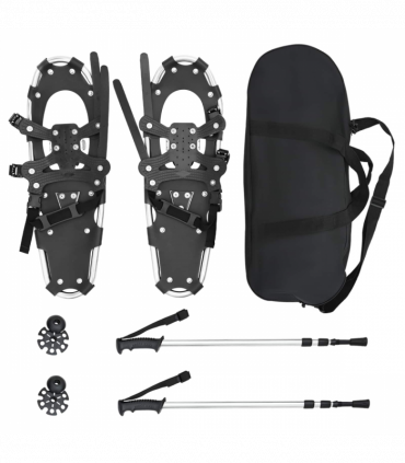 vidaXL 3 in 1 Snowshoes with Hiking Poles Silver 25 inches