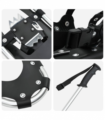 vidaXL 3 in 1 Snowshoes with Hiking Poles Silver 25 inches