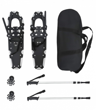 vidaXL 3 in 1 Snowshoes with Hiking Poles Silver 30 inches