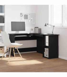 vidaXL Corner Desk Black oak 120 x 140 x 75 cm Engineered wood