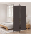 vidaXL 3-Panel Room Divider Brown 150x220 cm Fabric