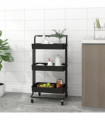 vidaXL 3-Tier Kitchen Trolley Black 42x35x85 cm Iron and ABS