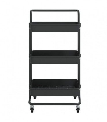 vidaXL 3-Tier Kitchen Trolley Black 42x35x85 cm Iron and ABS