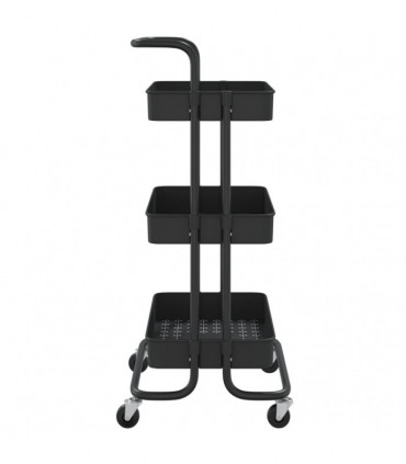 vidaXL 3-Tier Kitchen Trolley Black 42x35x85 cm Iron and ABS