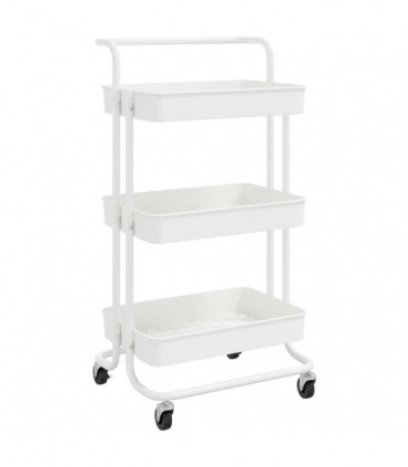 vidaXL 3-Tier Kitchen Trolley White 42x35x85 cm Iron and ABS
