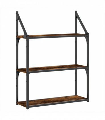 vidaXL 3-Tier Wall Shelf Smoked Oak 60x21x78.5 cm Engineered Wood