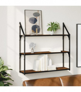 vidaXL 3-Tier Wall Shelf Smoked Oak 80x21x78.5 cm Engineered Wood