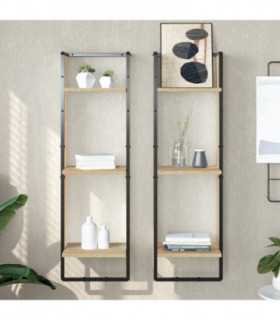 vidaXL 3-Tier Wall Shelf Sonoma Oak 30x25x100 cm Engineered Wood