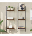 vidaXL 3-Tier Wall Shelves with Bars 2 pcs Brown Oak 30x25x100 cm