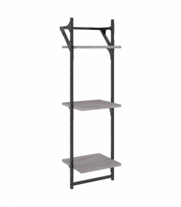 vidaXL 3-Tier Wall Shelves with Bars 2 pcs Grey Sonoma 30x25x100 cm