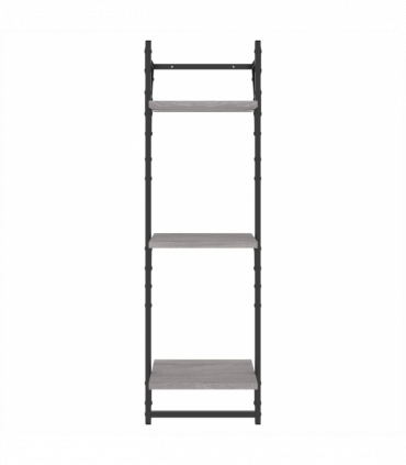 vidaXL 3-Tier Wall Shelves with Bars 2 pcs Grey Sonoma 30x25x100 cm