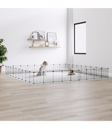 vidaXL 36-Panel Pet Cage with Door Black 35x35 cm Steel