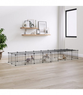 vidaXL 36-Panel Pet Cage with Door Black 35x35 cm Steel
