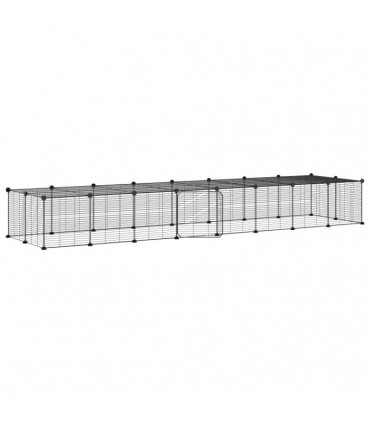 vidaXL 36-Panel Pet Cage with Door Black 35x35 cm Steel