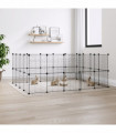 vidaXL 36-Panel Pet Cage with Door Black 35x35 cm Steel