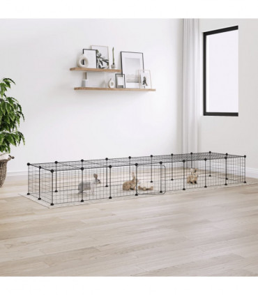 vidaXL 36-Panel Pet Cage with Door Black 35x35 cm Steel