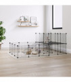 vidaXL 36-Panel Pet Cage with Door Black 35x35 cm Steel