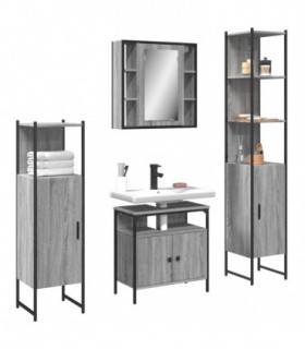 vidaXL 4 Piece Bathroom Cabinet Set Grey Sonoma Engineered Wood