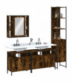 vidaXL 4 Piece Bathroom Cabinet Set Smoked Oak Engineered Wood