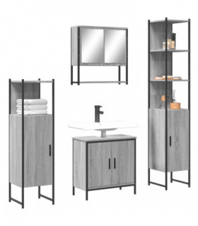 vidaXL 4 Piece Bathroom Furniture Set Grey Sonoma Engineered Wood