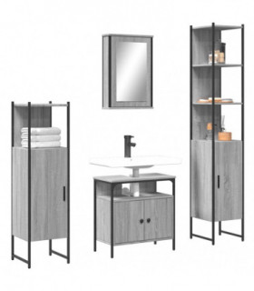 vidaXL 4 Piece Bathroom Furniture Set Grey Sonoma Engineered Wood
