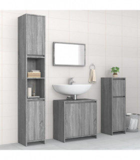 vidaXL 4 Piece Bathroom Furniture Set Grey Sonoma Engineered Wood