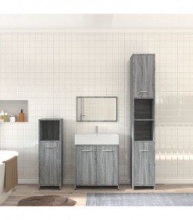 vidaXL 4 Piece Bathroom Furniture Set Grey Sonoma Engineered Wood