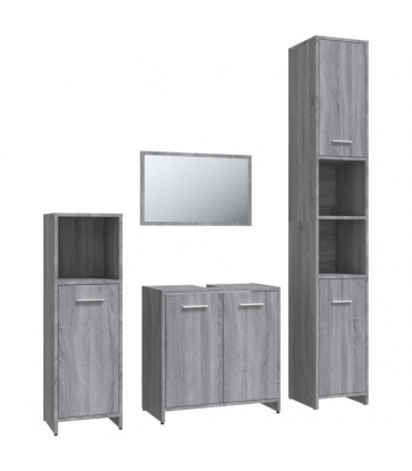 vidaXL 4 Piece Bathroom Furniture Set Grey Sonoma Engineered Wood