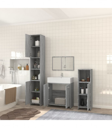 vidaXL 4 Piece Bathroom Furniture Set Grey Sonoma Engineered Wood