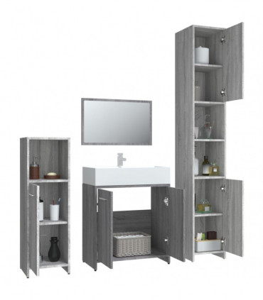 vidaXL 4 Piece Bathroom Furniture Set Grey Sonoma Engineered Wood
