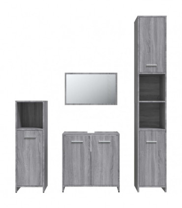 vidaXL 4 Piece Bathroom Furniture Set Grey Sonoma Engineered Wood
