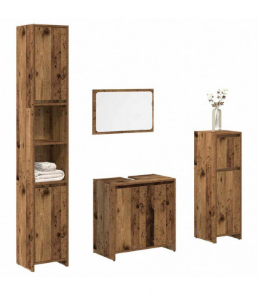 vidaXL 4 Piece Bathroom Furniture Set Old Wood Engineered Wood