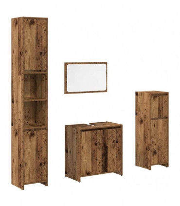 vidaXL 4 Piece Bathroom Furniture Set Old Wood Engineered Wood
