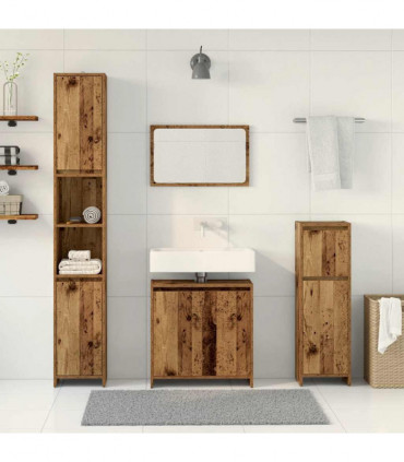 vidaXL 4 Piece Bathroom Furniture Set Old Wood Engineered Wood