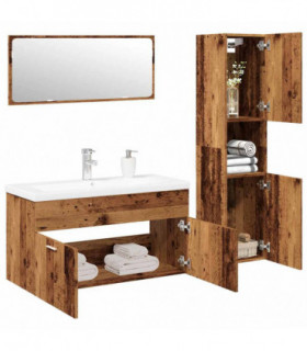 vidaXL 4 Piece Bathroom Furniture Set Old Wood Engineered Wood