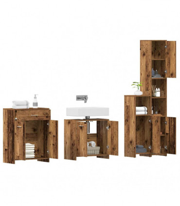 vidaXL 4 Piece Bathroom Furniture Set Old Wood Engineered Wood
